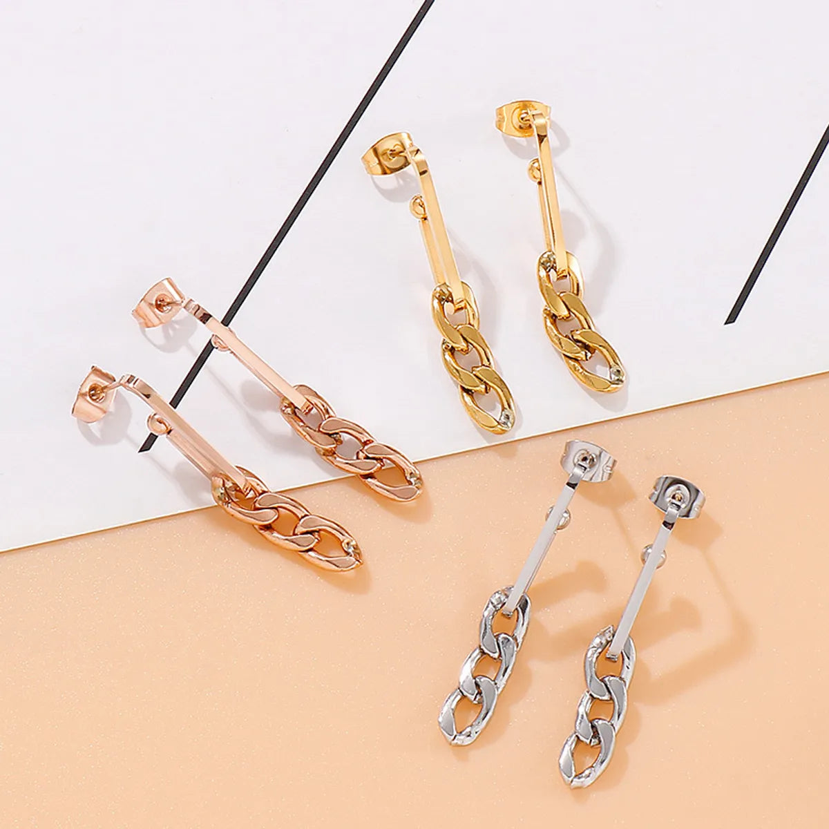 Fashion Geometric Plating Stainless Steel No Inlaid Earrings