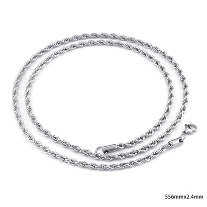 European And American Stainless Steel Electroplating Multi-size Twisted Rope Necklace Twist Chain Wholesale