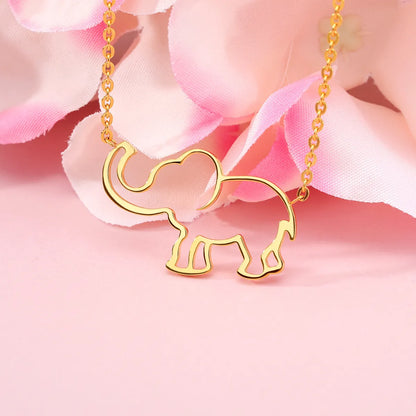 European And American Stainless Steel Pendant Necklace Lucky Hollow Elephant Clavicle Chain