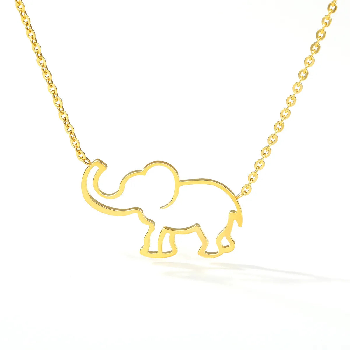 European And American Stainless Steel Pendant Necklace Lucky Hollow Elephant Clavicle Chain