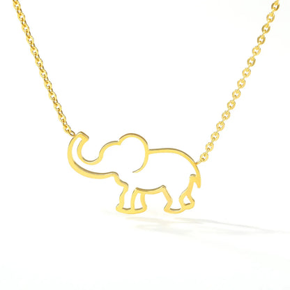 European And American Stainless Steel Pendant Necklace Lucky Hollow Elephant Clavicle Chain