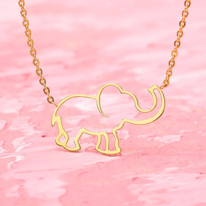 European And American Stainless Steel Pendant Necklace Lucky Hollow Elephant Clavicle Chain