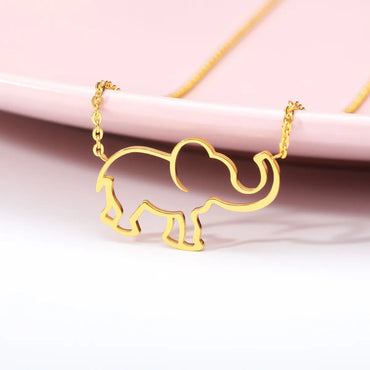 European And American Stainless Steel Pendant Necklace Lucky Hollow Elephant Clavicle Chain