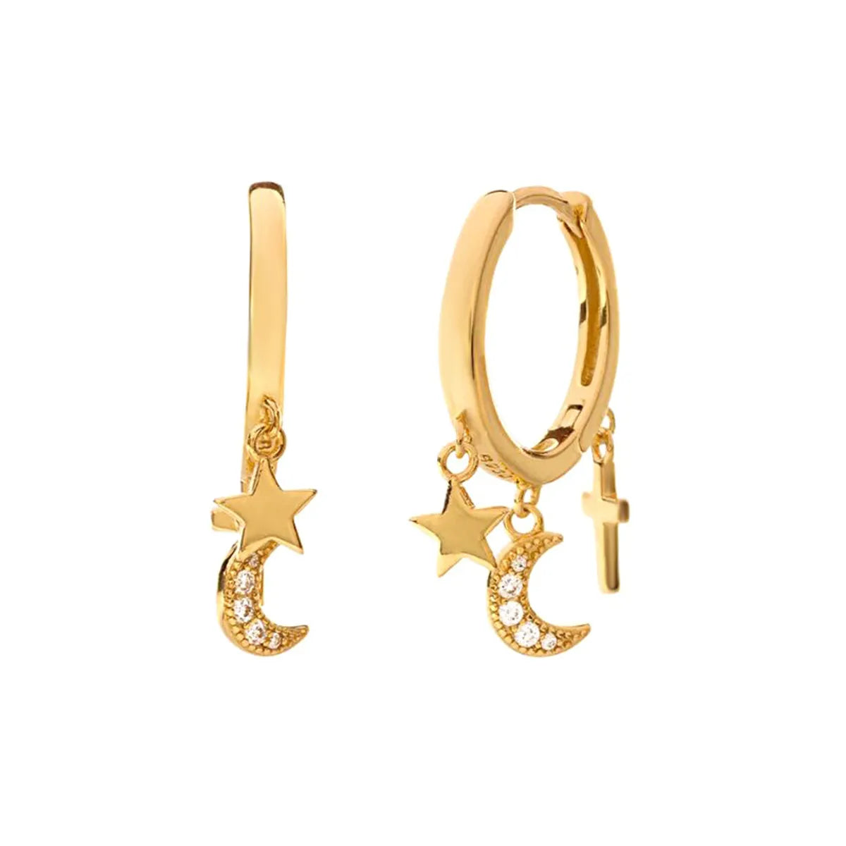 European And American Star Moon Cross Geometric Earrings Diamond Ear Buckle