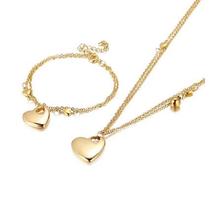 European And American Style Fashion Jewelry Gold-plated 18k Stainless Steel Necklace Bracelet Set