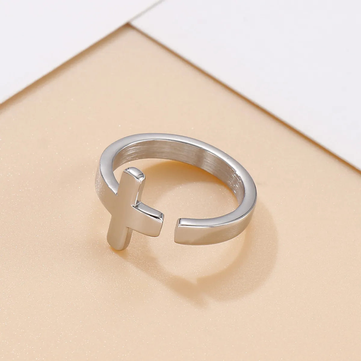 One-piece Delivery European And American Style Fashion Retro Stainless Steel Ring Cross Opening Titanium Steel Ring For Men And Women