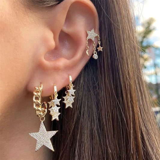 Fashion Star Brass Gem Earrings