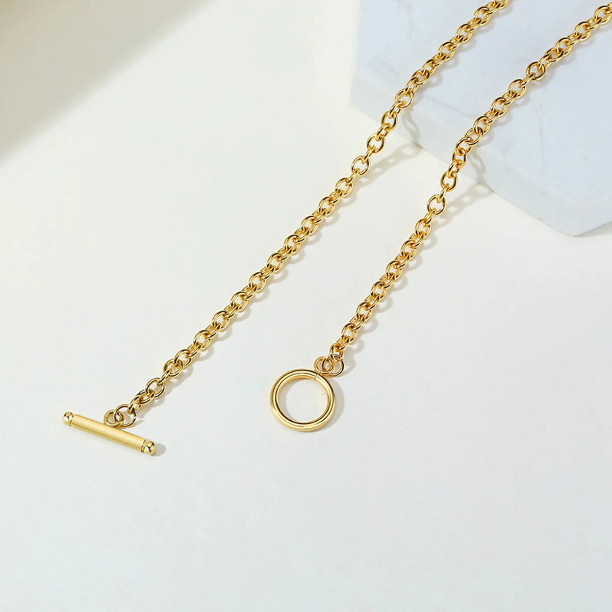 European And American Style Stainless Steel Ot Buckle Chain Women's Fashion Cross-border Necklace Adjustable Clavicle Chain