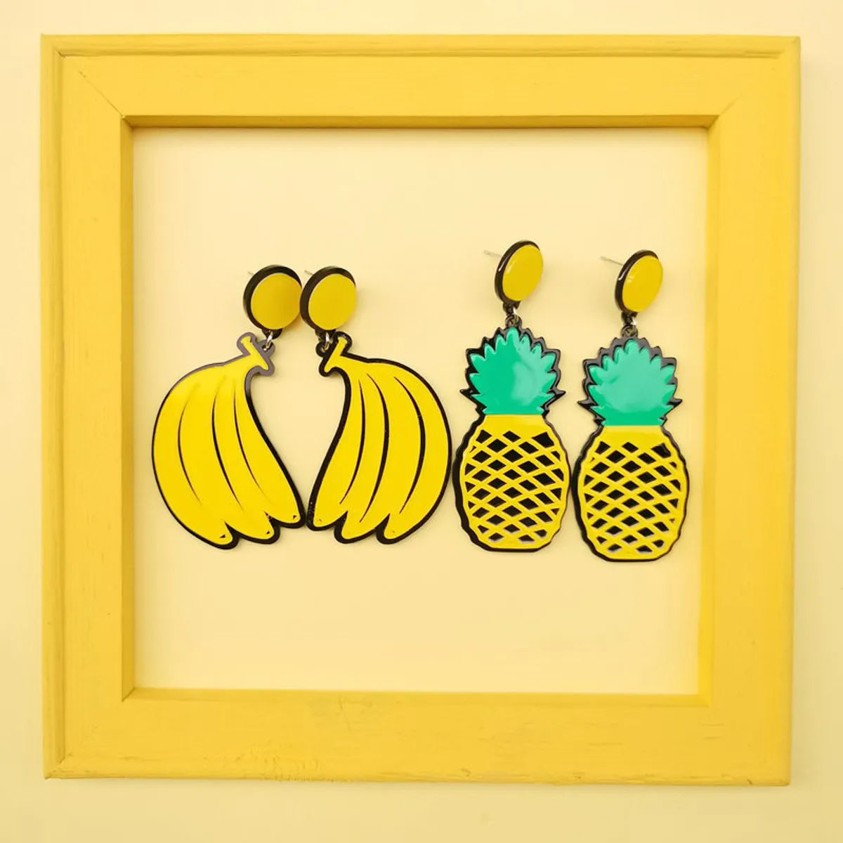 European And American Temperament Acrylic Banana Pineapple Fruit Earrings