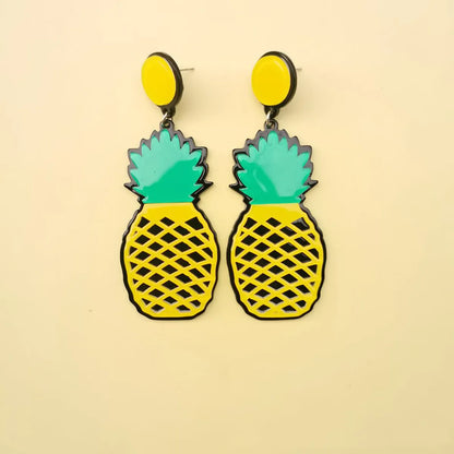 European And American Temperament Acrylic Banana Pineapple Fruit Earrings