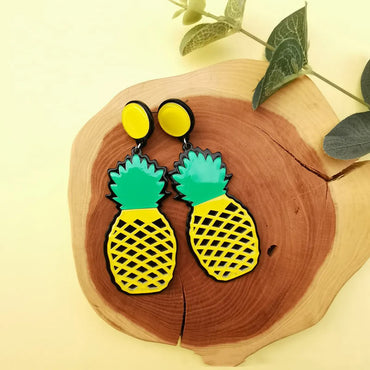 European And American Temperament Acrylic Banana Pineapple Fruit Earrings