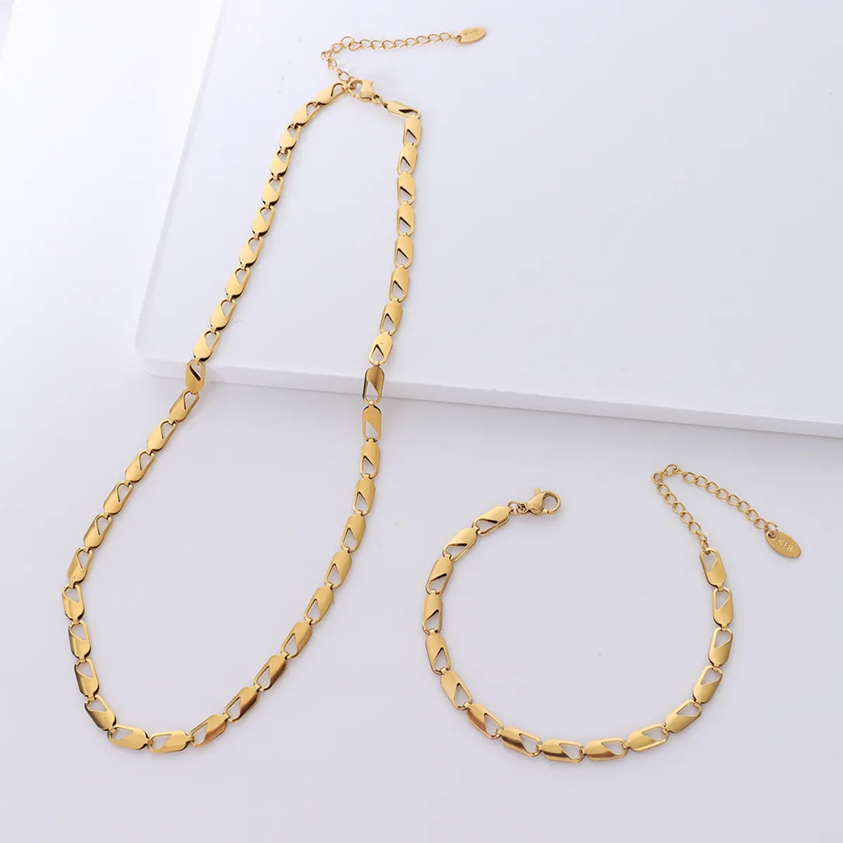 European And American Titanium Steel Plated 18k Gold Chain Necklace Bracelet