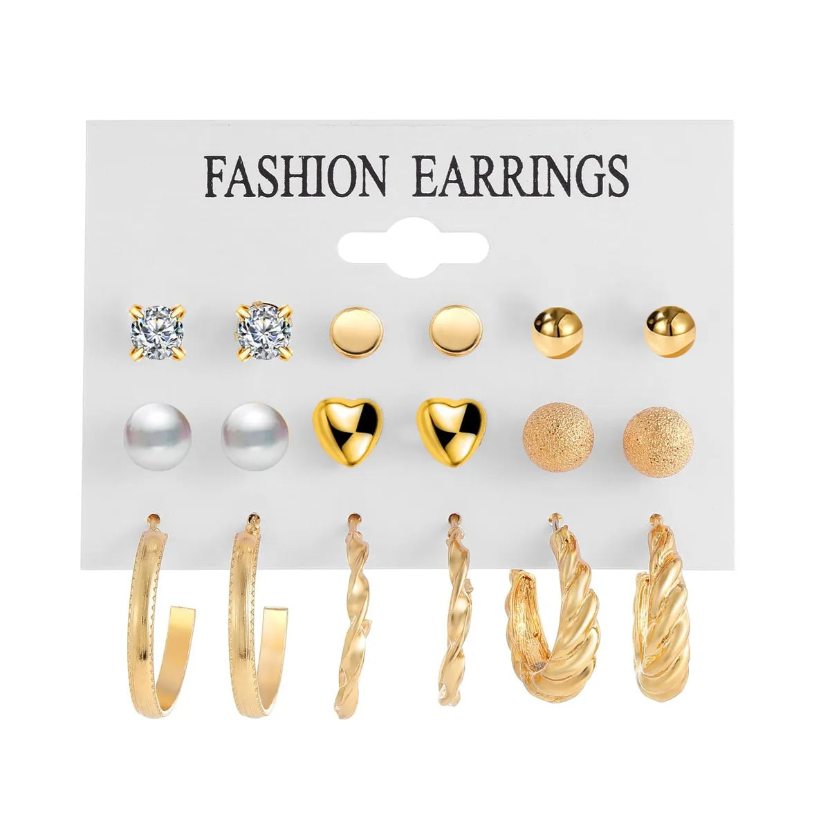 European And American Wholesale Creative Pearl Circle Earring Set 9 Pairs