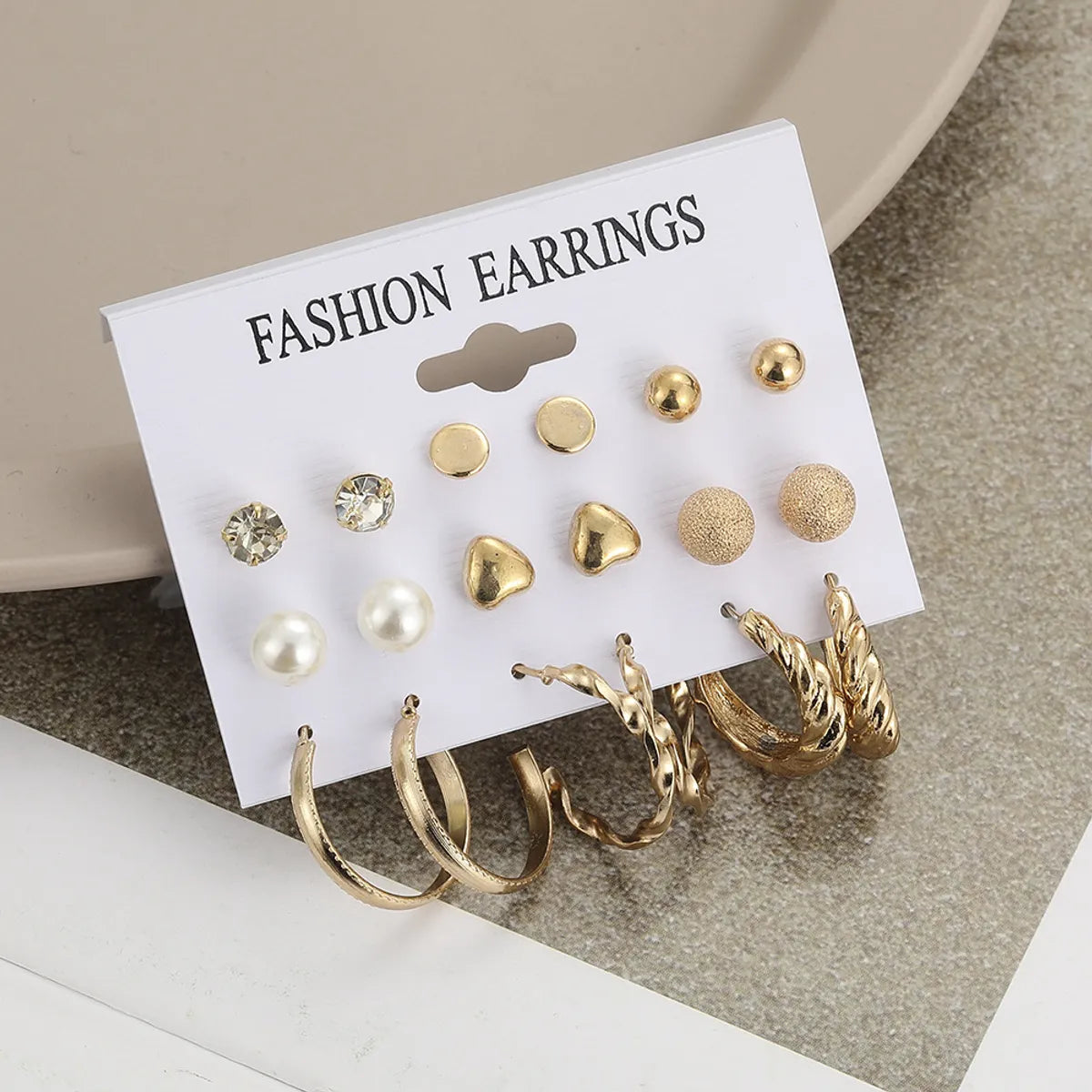 European And American Wholesale Creative Pearl Circle Earring Set 9 Pairs