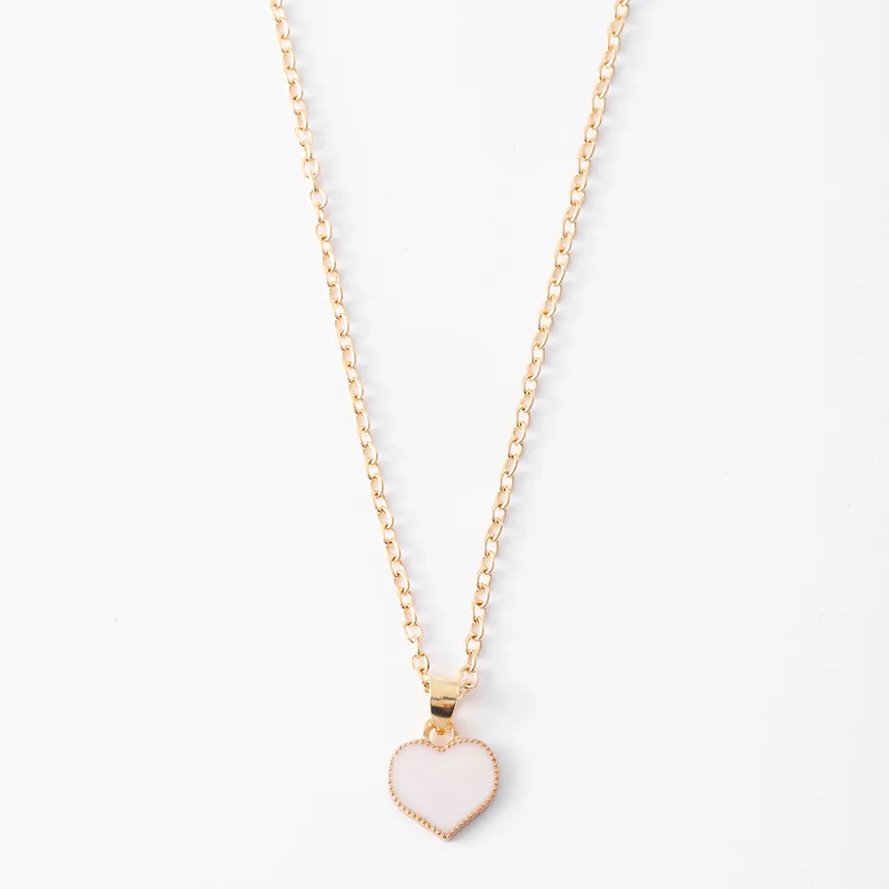 1 Piece Simple Style Heart Shape Alloy Enamel Plating Gold Plated Women'S Pendant Necklace