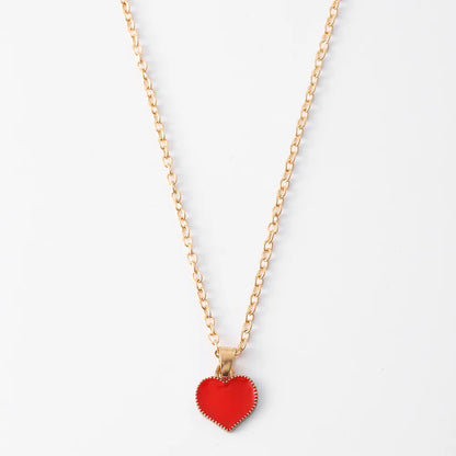 1 Piece Simple Style Heart Shape Alloy Enamel Plating Gold Plated Women'S Pendant Necklace