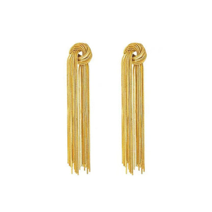 European Crazy Beauty Big Sister-in-law Chen Tongshuting High Leaf Earrings Elegant French Retro Long Fringe Earrings Female Stud Earrings