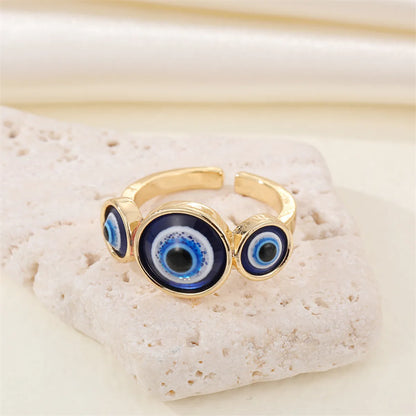 European Retro Fashion Resin Blue Eye Ring Punk Glitter Devil'S Eye Open Ring