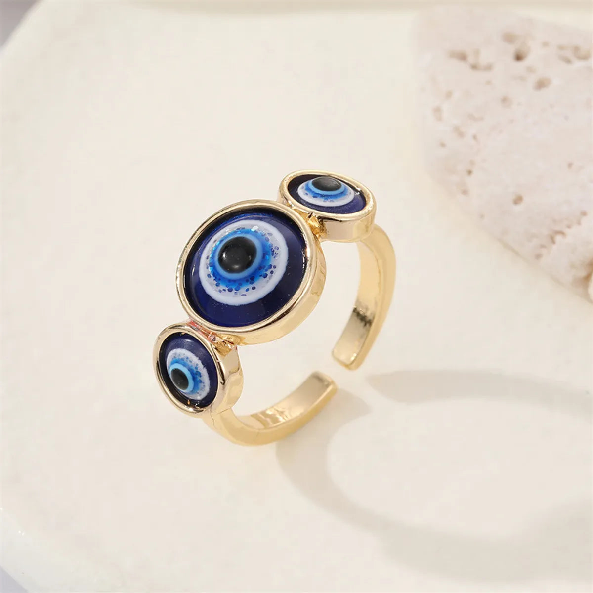 European Retro Fashion Resin Blue Eye Ring Punk Glitter Devil'S Eye Open Ring