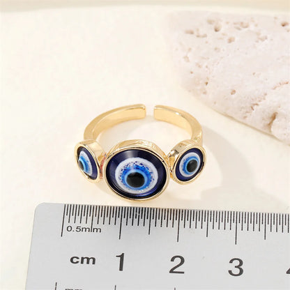 European Retro Fashion Resin Blue Eye Ring Punk Glitter Devil'S Eye Open Ring