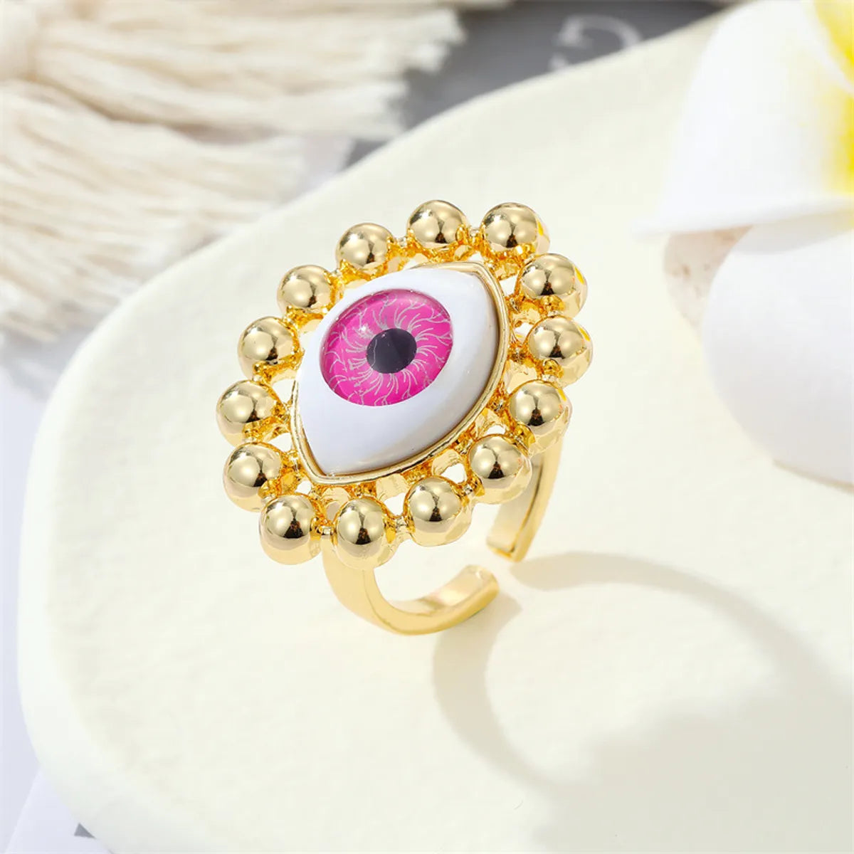 European Retro Metal Devil's Eye Color Turkish Eye Ring Cross-border Jewelry