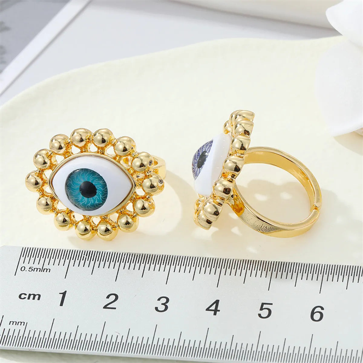 European Retro Metal Devil's Eye Color Turkish Eye Ring Cross-border Jewelry