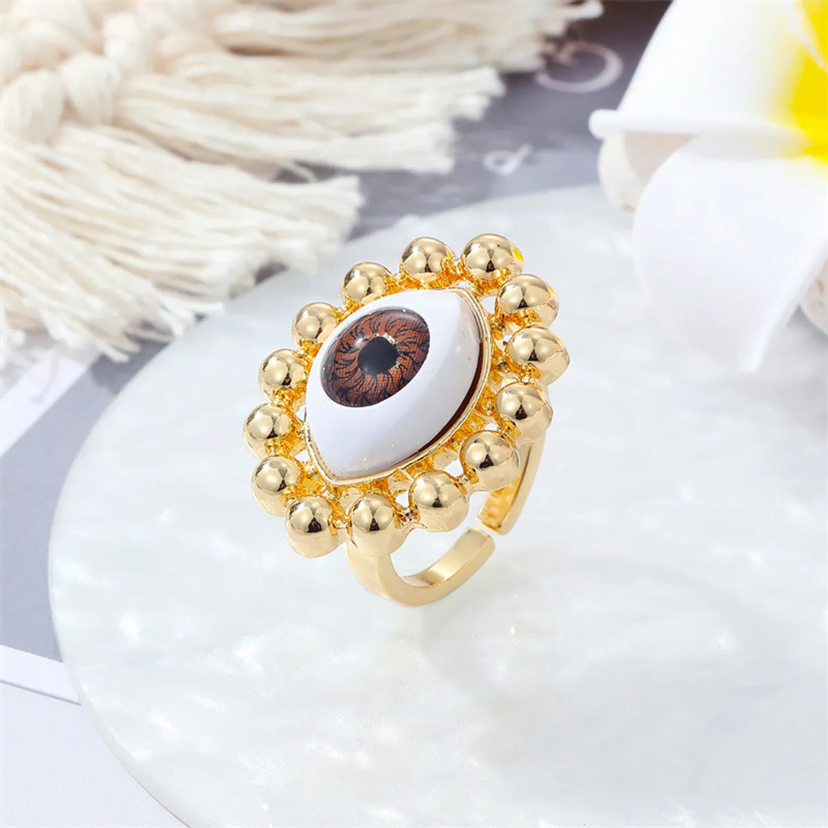 European Retro Metal Devil's Eye Color Turkish Eye Ring Cross-border Jewelry