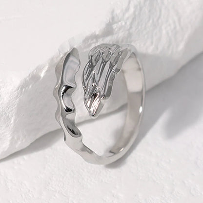 Exaggerated Angel Stainless Steel Asymmetrical Open Rings