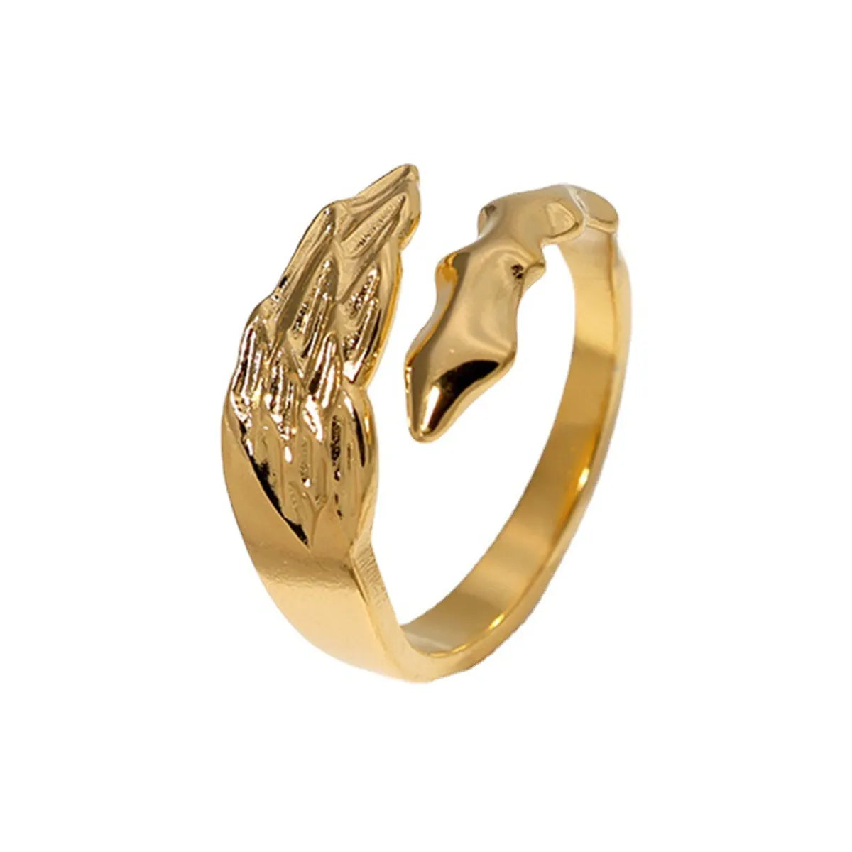 Exaggerated Angel Stainless Steel Asymmetrical Open Rings