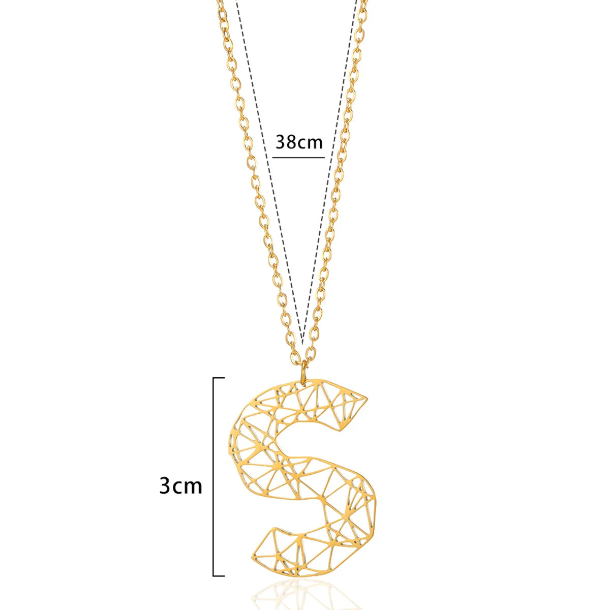 Exaggerated Artistic Letter Steel Hollow Out Pendant Necklace