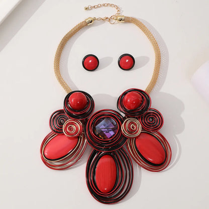 Exaggerated Baroque Style Ethnic Style Flower Resin Aluminum Women'S Jewelry Set