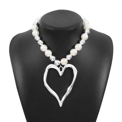 Exaggerated Beach Conch Heart Shape CCB Imitation Pearl Alloy Wholesale Pendant Necklace