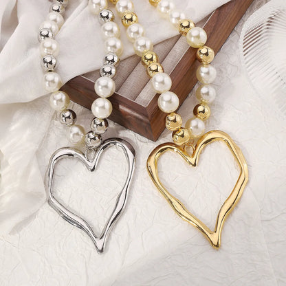 Exaggerated Beach Conch Heart Shape CCB Imitation Pearl Alloy Wholesale Pendant Necklace