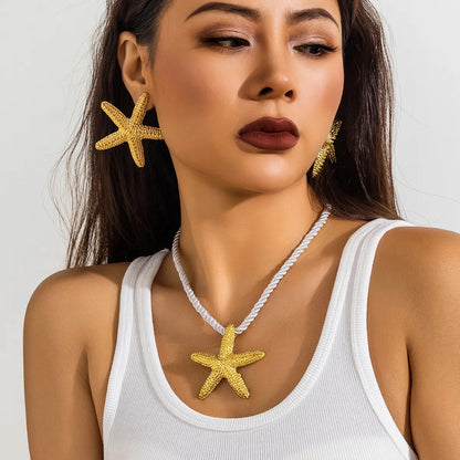 Exaggerated Beach Starfish Conch Alloy Plating Women'S Earrings Necklace