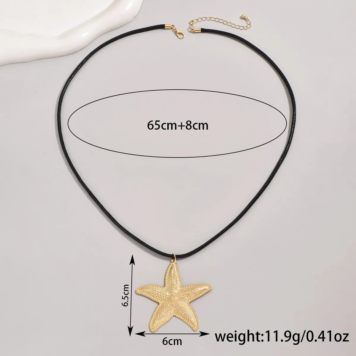 Exaggerated Beach Starfish Leather Rope Iron Women's Pendant Necklace