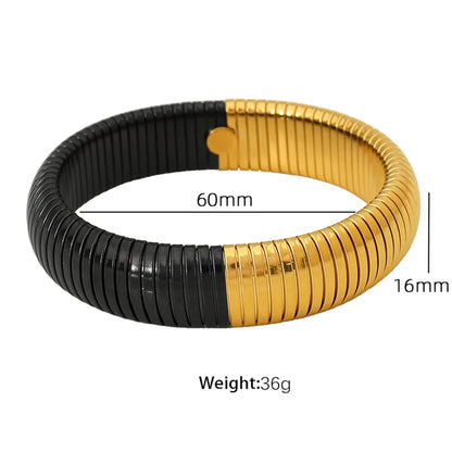 Exaggerated Classic Style Circle 304 Stainless Steel 18K Gold Plated Wide Bracelet Bangle In Bulk