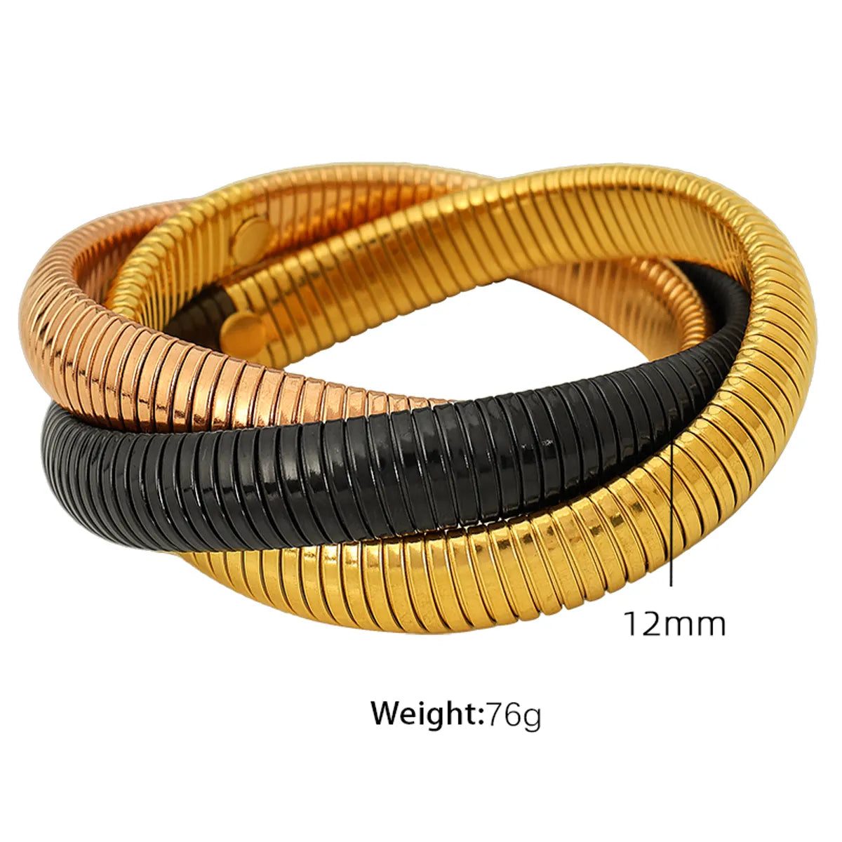 Exaggerated Classic Style Circle 304 Stainless Steel 18K Gold Plated Wide Bracelet Bangle In Bulk