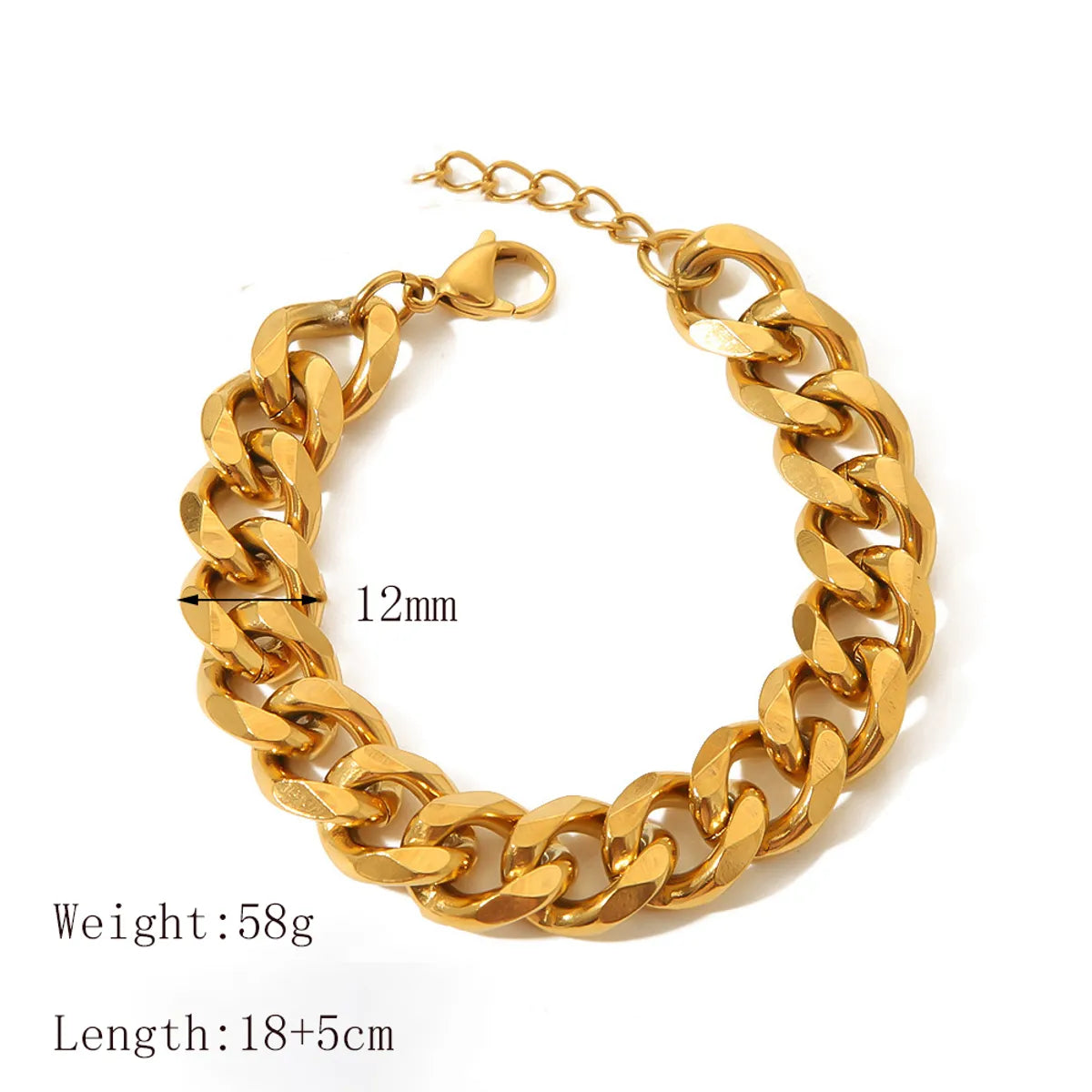 Exaggerated Classic Style Solid Color 304 Stainless Steel 18K Gold Plated Bracelets In Bulk