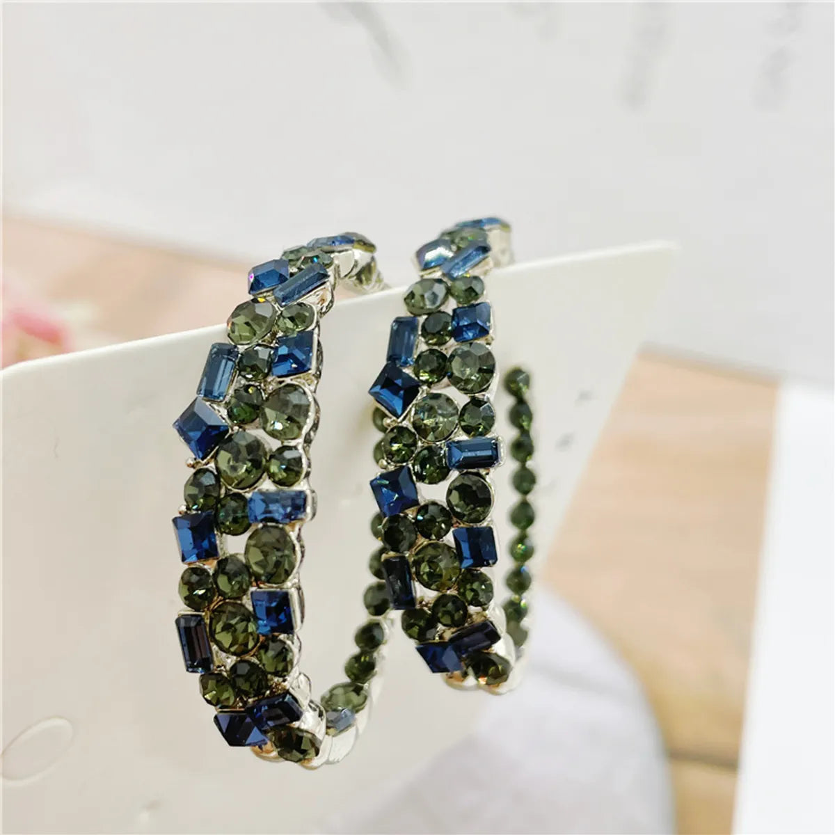 Exaggerated Color Block Alloy Inlay Rhinestones Women's Hoop Earrings