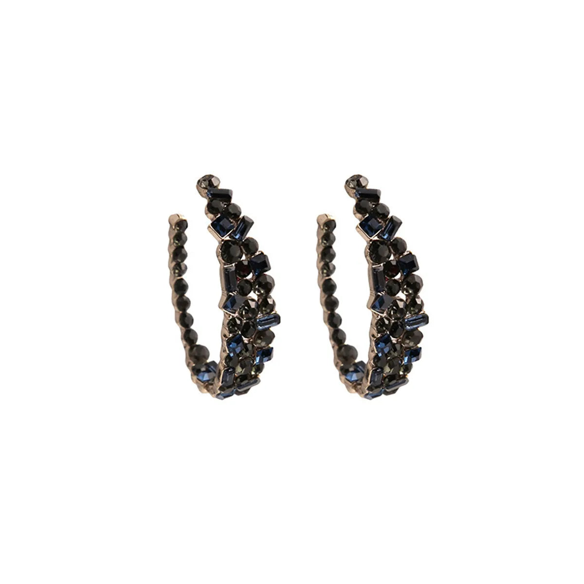 Exaggerated Color Block Alloy Inlay Rhinestones Women's Hoop Earrings