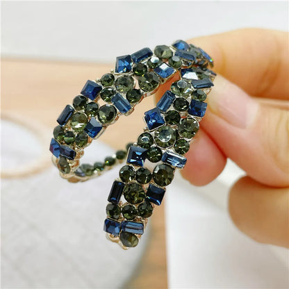 Exaggerated Color Block Alloy Inlay Rhinestones Women's Hoop Earrings