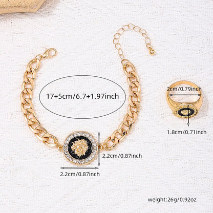 Exaggerated Commute Cool Style Lion Alloy Inlay Rhinestones Women's Jewelry Set