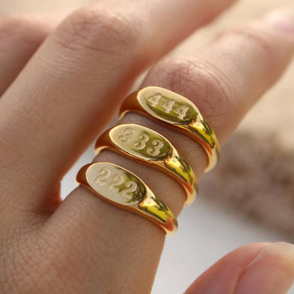 Exaggerated Commute Letter Stainless Steel 18k Gold Plated Rings In Bulk