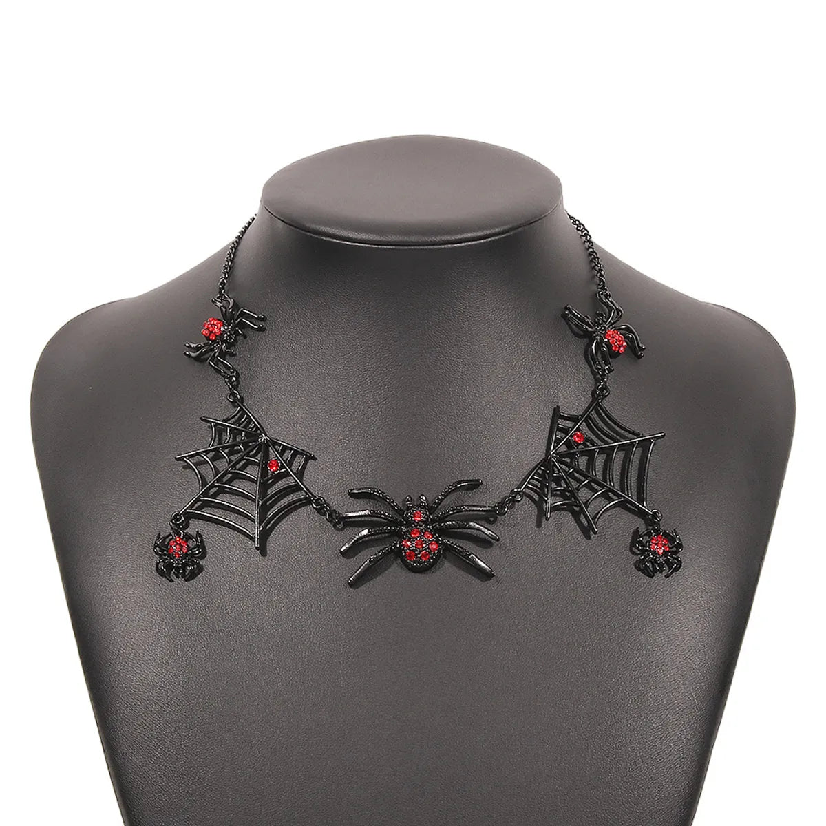 Exaggerated Earrings Necklace Set Halloween Spider Web Diamond Earring Necklace