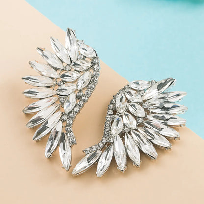 Exaggerated Fan-shaped Bohemian Wings Colorful Rhinestone Earrings