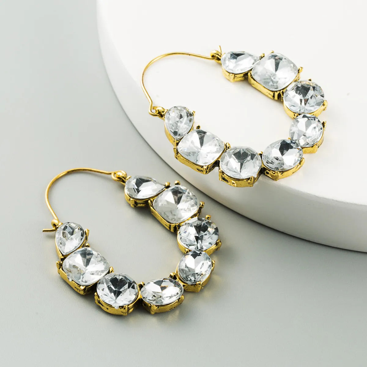 Exaggerated Fashion Alloy Diamond-studded Color Acrylic Earrings Wholesale