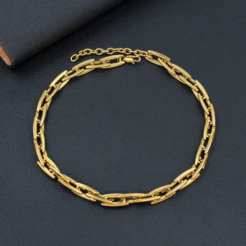 Wholesale Jewelry Exaggerated French Style Commute Solid Color 304 Stainless Steel 18K Gold Plated Plating Bracelets Necklace