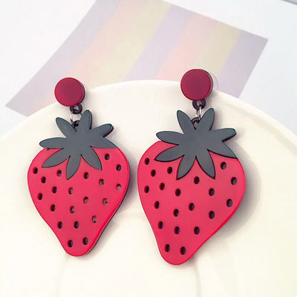 Exaggerated Fruit Lemon Strawberry Watermelon Acrylic Long Earrings Women