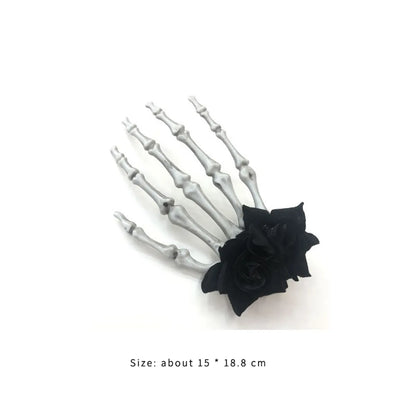 Women'S Exaggerated Funny Flower Skull Hand Resin Handmade Hair Clip