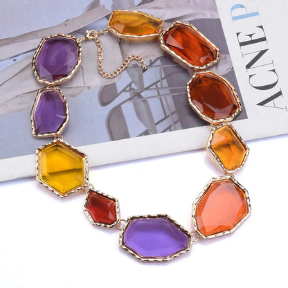 Exaggerated Geometric Alloy Inlay Resin Women's Necklace